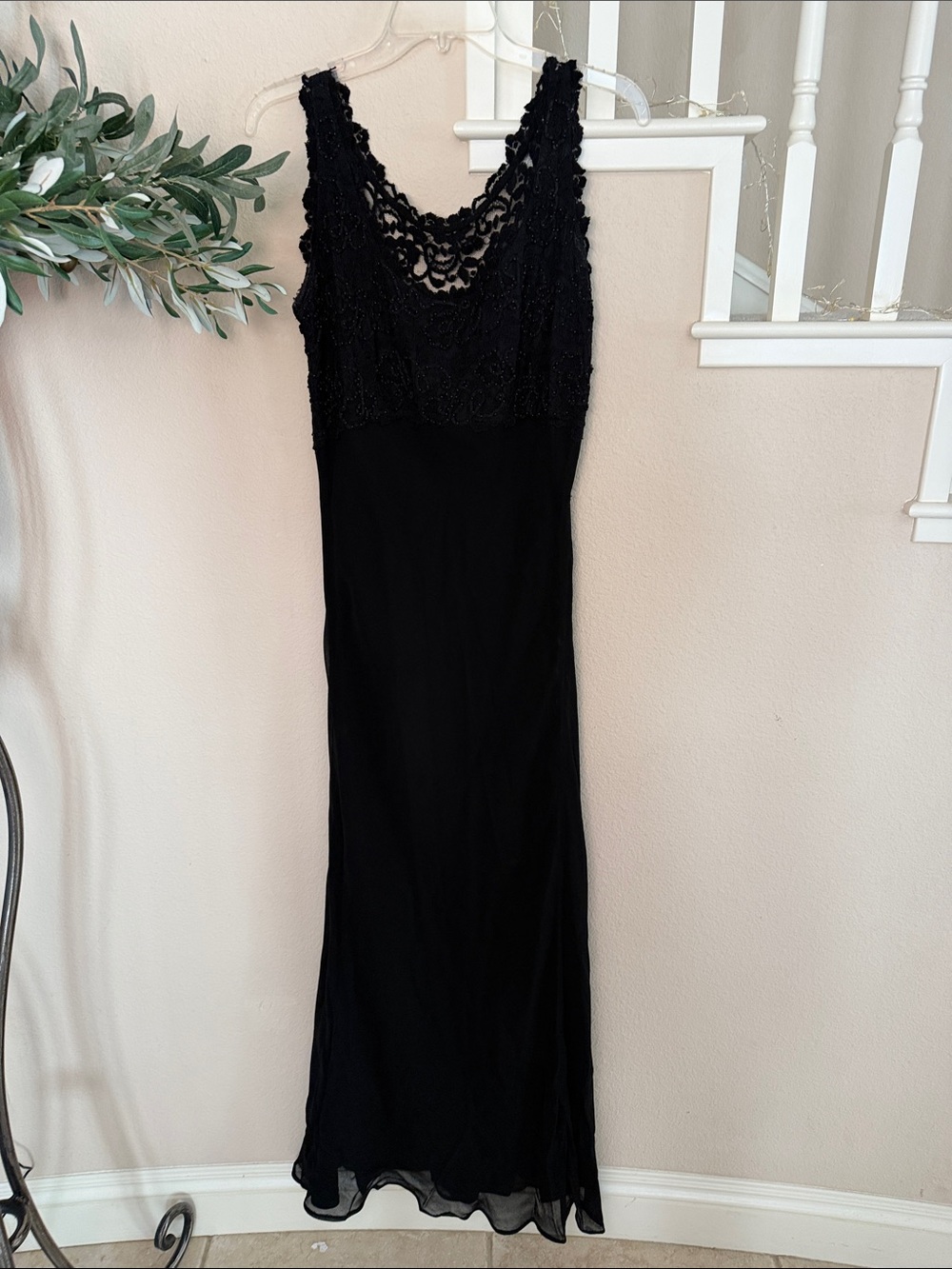 Black Lace Chiffon Maxi Dress
